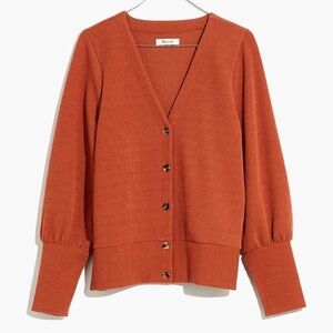 Madewell Orange Cardigan V-Neck Sweater